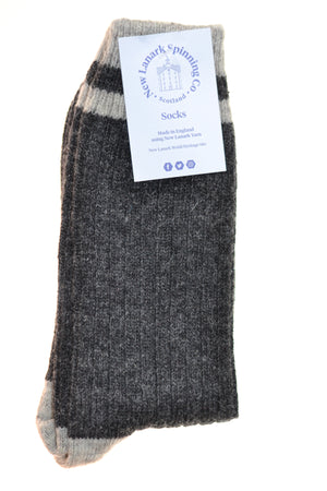 New Lanark ladies contrast socks various colours - New Lanark Spinning Company