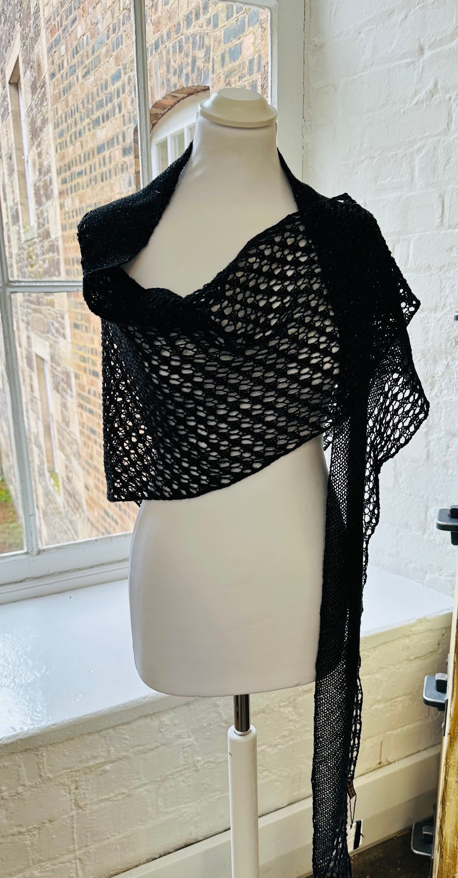 Asymmetric Shawl in Dark Graphite Double Knit