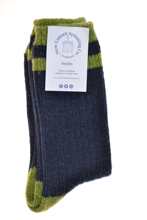 New Lanark ladies contrast socks various colours - New Lanark Spinning Company