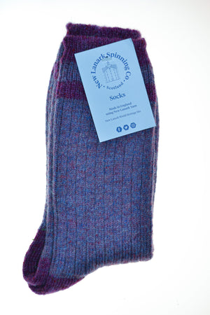 New Lanark ladies contrast socks various colours - New Lanark Spinning Company