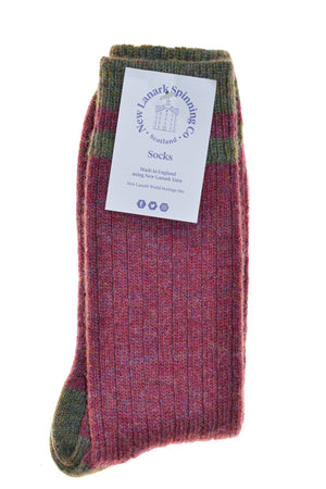 New Lanark ladies contrast socks various colours - New Lanark Spinning Company