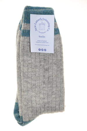 New Lanark ladies contrast socks various colours - New Lanark Spinning Company