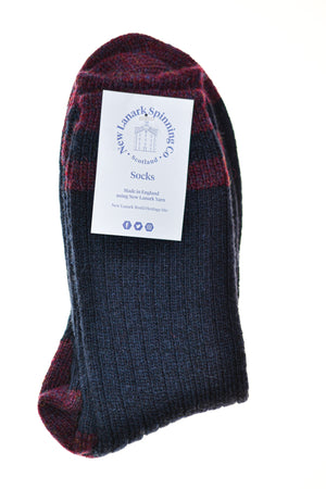 New Lanark ladies contrast socks various colours - New Lanark Spinning Company