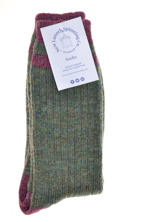 New Lanark ladies contrast socks various colours - New Lanark Spinning Company